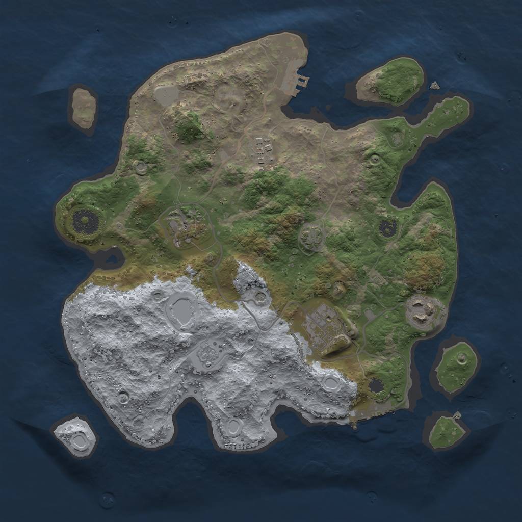 Rust Map: Procedural Map, Size: 3000, Seed: 2141052346, 12 Monuments