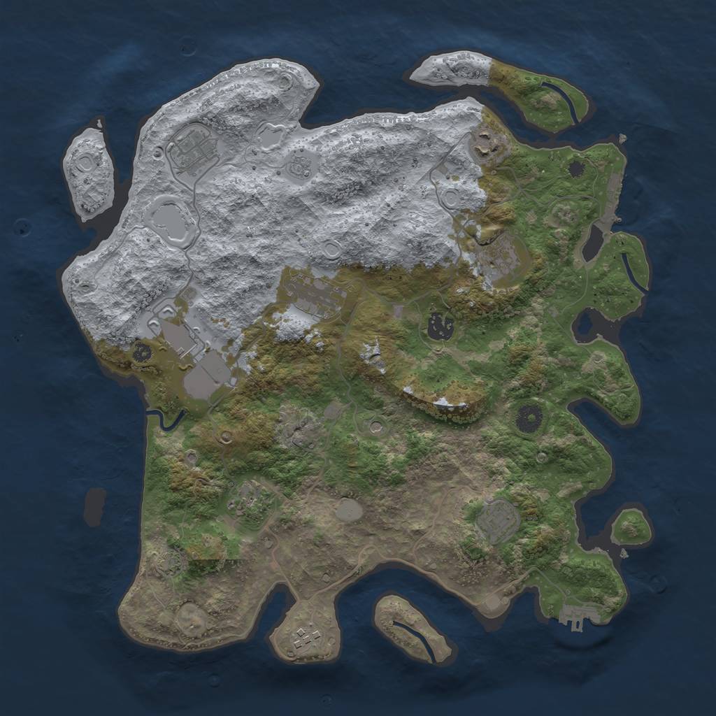 Rust Map: Procedural Map, Size: 3850, Seed: 14452274, 17 Monuments