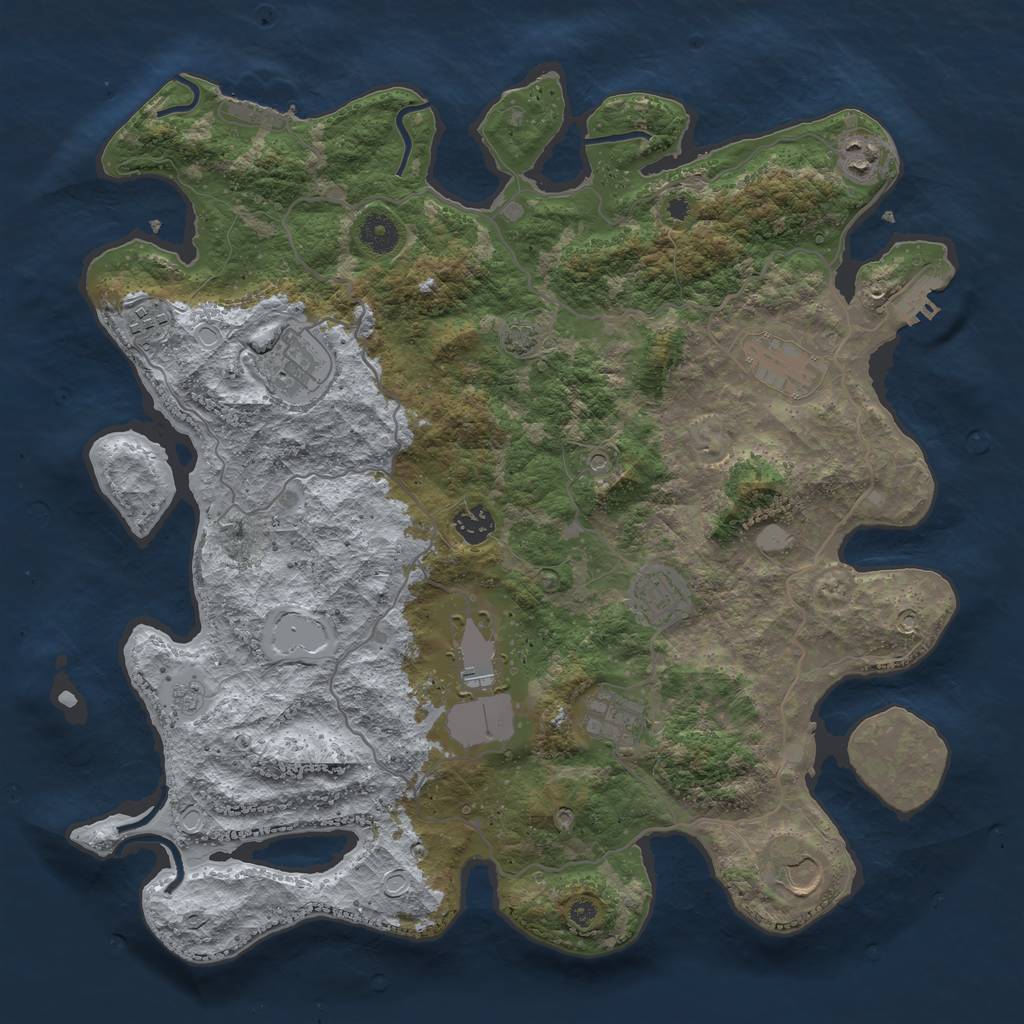 Rust Map: Procedural Map, Size: 4000, Seed: 612147464, 17 Monuments