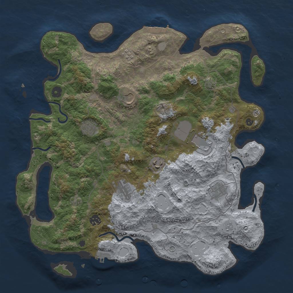 Rust Map: Procedural Map, Size: 4000, Seed: 40987194, 16 Monuments