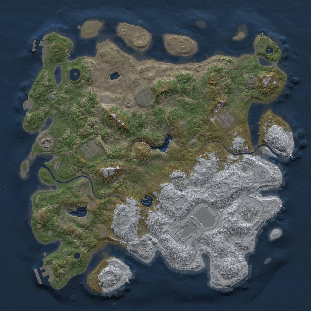 Rust Map: Procedural Map, Size: 4000, Seed: 85940913, 14 Monuments