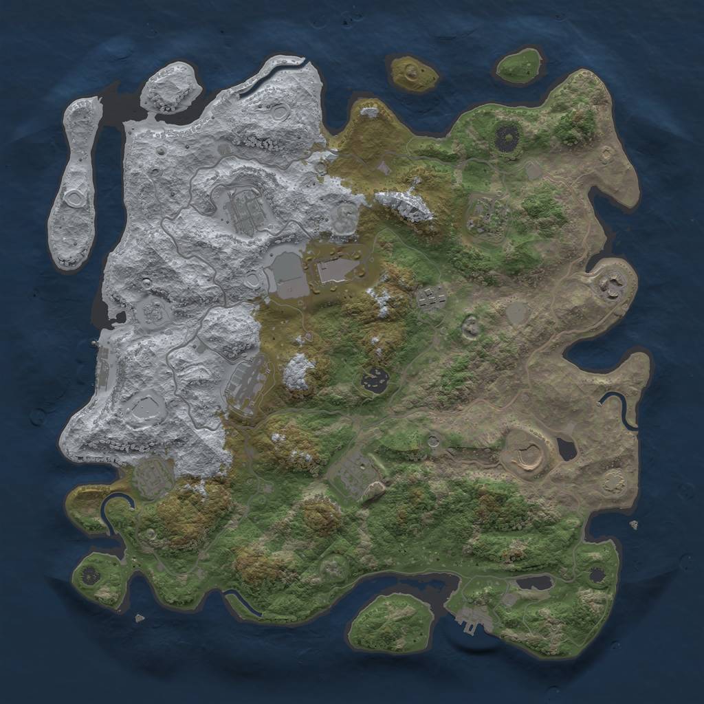 Rust Map: Procedural Map, Size: 4000, Seed: 82615, 18 Monuments
