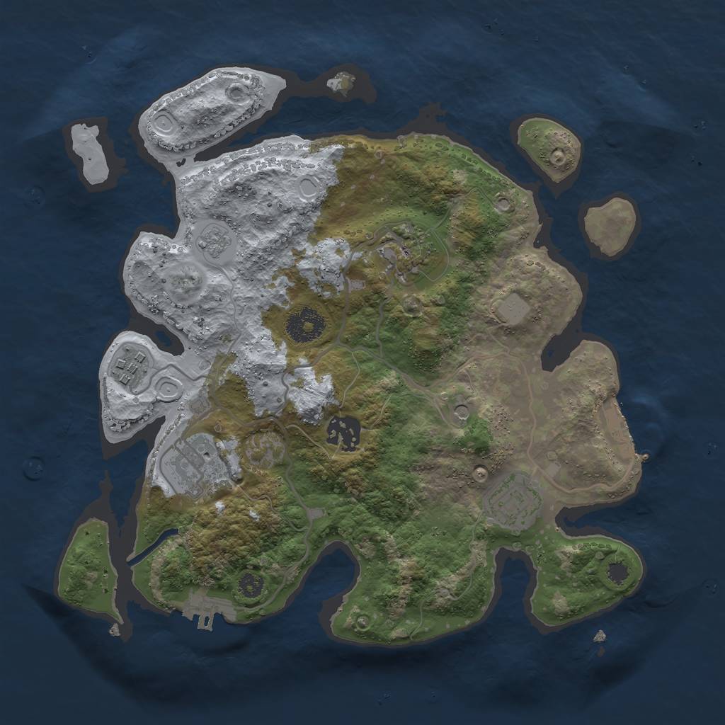 Rust Map: Procedural Map, Size: 3000, Seed: 96642825, 12 Monuments