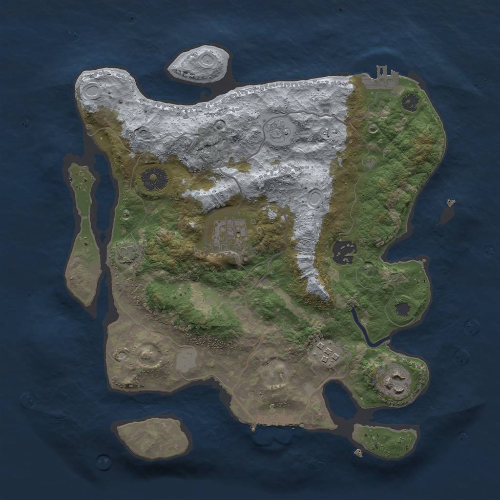 Rust Map: Procedural Map, Size: 3000, Seed: 1702730509, 11 Monuments