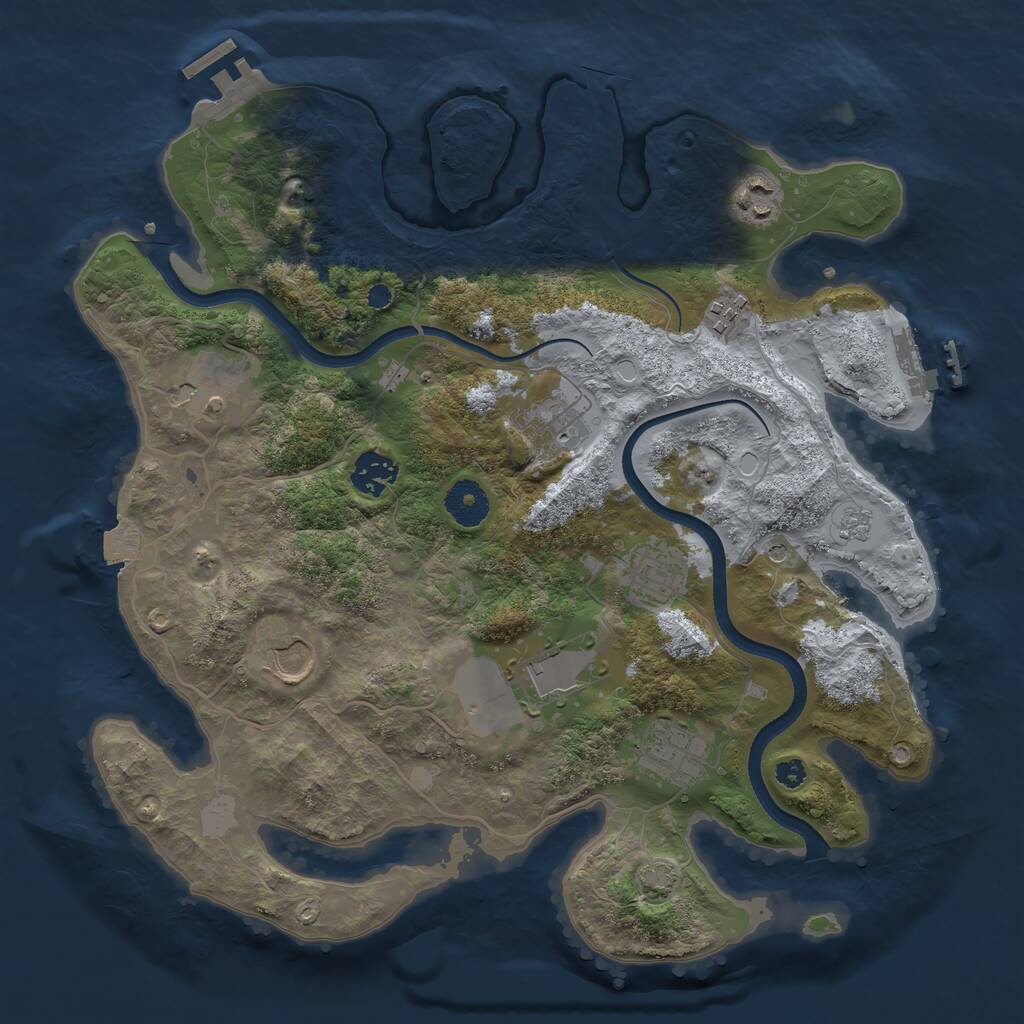 Rust Map: Procedural Map, Size: 3500, Seed: 453543, 15 Monuments