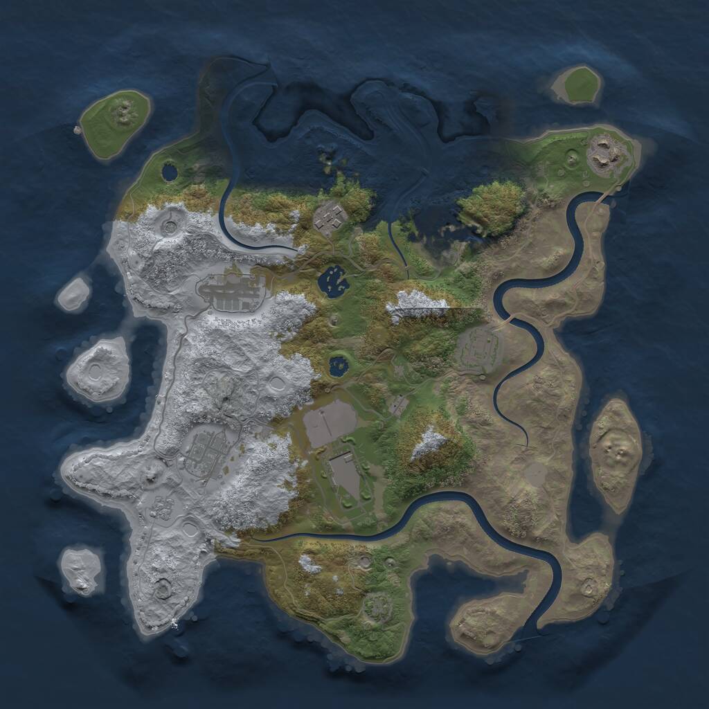 Rust Map: Procedural Map, Size: 3500, Seed: 184996929, 12 Monuments
