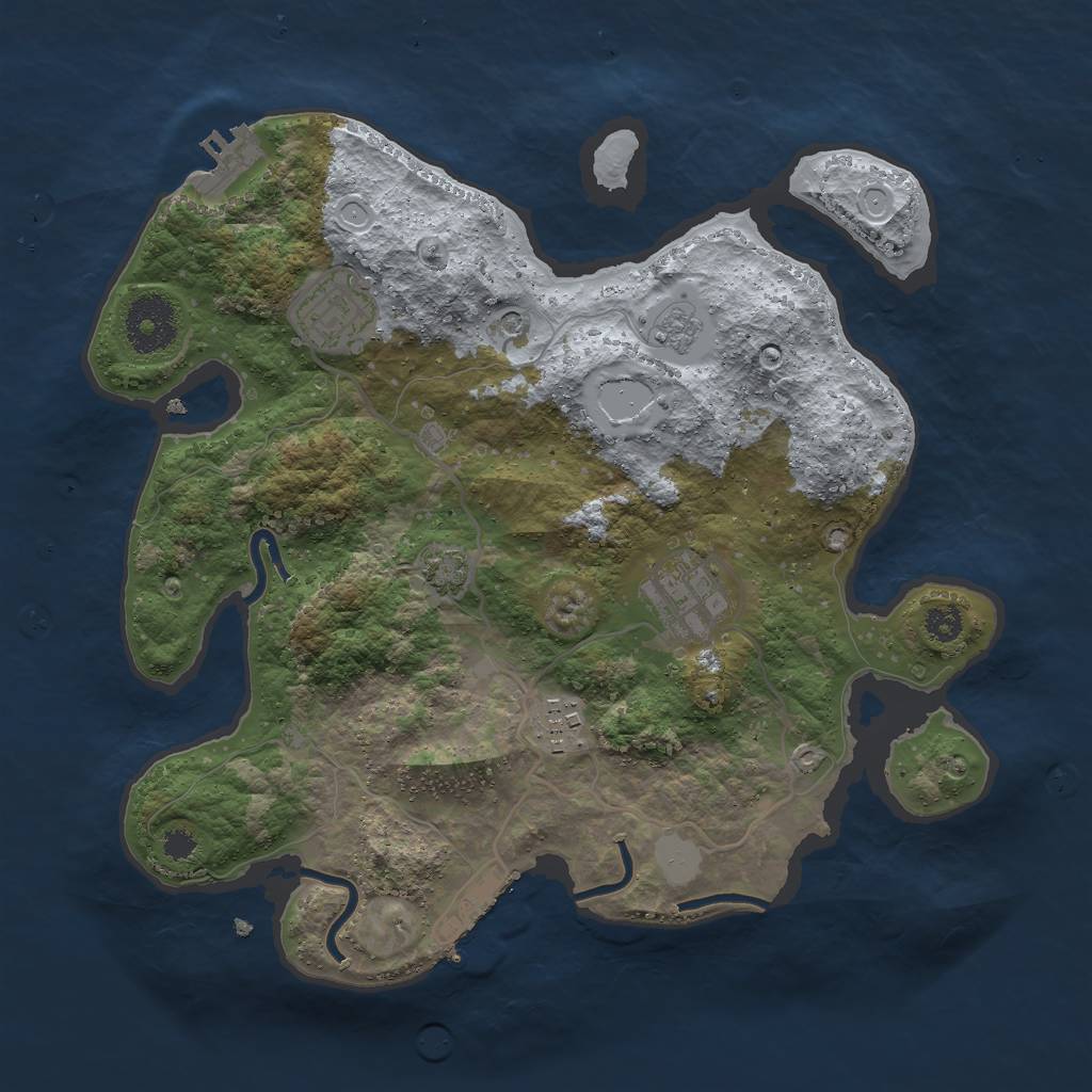 Rust Map: Procedural Map, Size: 3000, Seed: 121202328, 11 Monuments