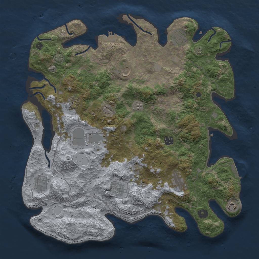 Rust Map: Procedural Map, Size: 4000, Seed: 13105544, 18 Monuments