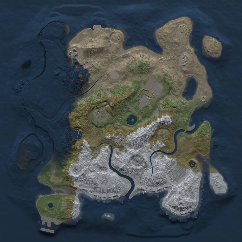 Rust Map: Procedural Map, Size: 3550, Seed: 68953867, 12 Monuments