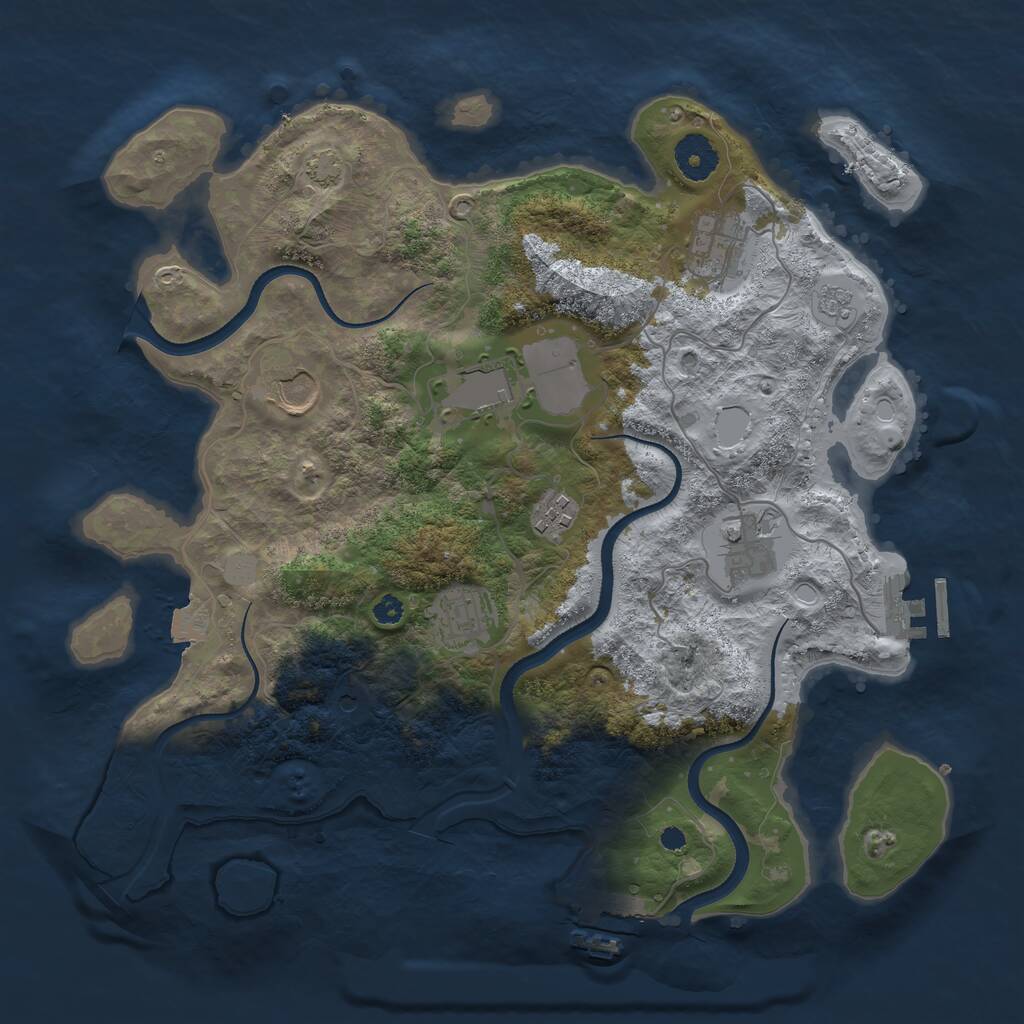 Rust Map: Procedural Map, Size: 3500, Seed: 90369526, 12 Monuments