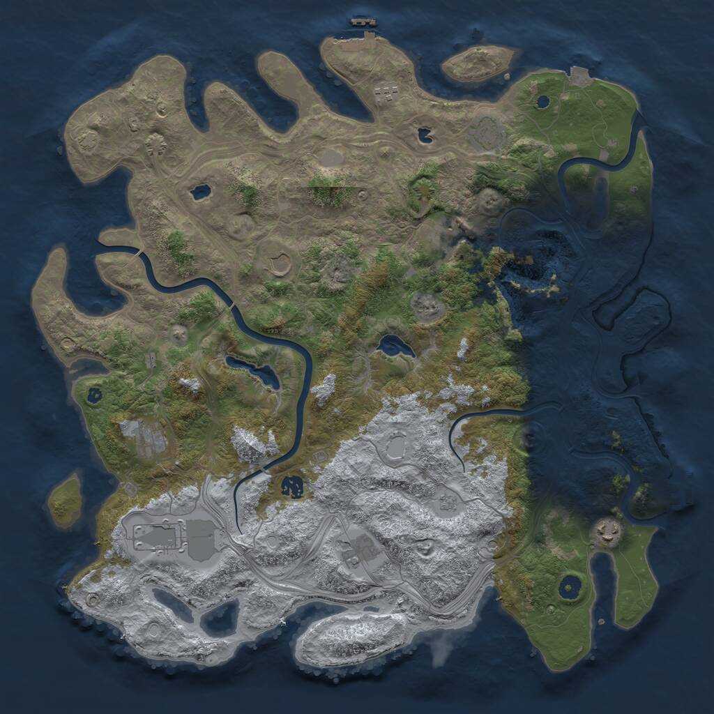 Rust Map: Procedural Map, Size: 4600, Seed: 1142846434, 15 Monuments