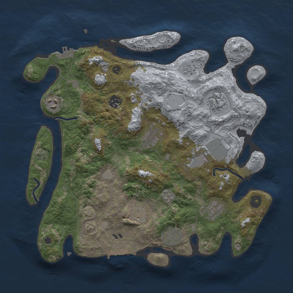 Rust Map: Procedural Map, Size: 3550, Seed: 18731226, 17 Monuments