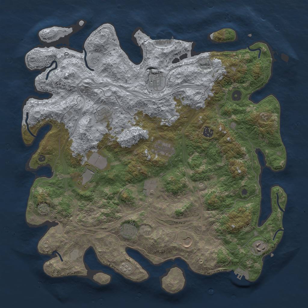 Rust Map: Procedural Map, Size: 4400, Seed: 74554398, 18 Monuments