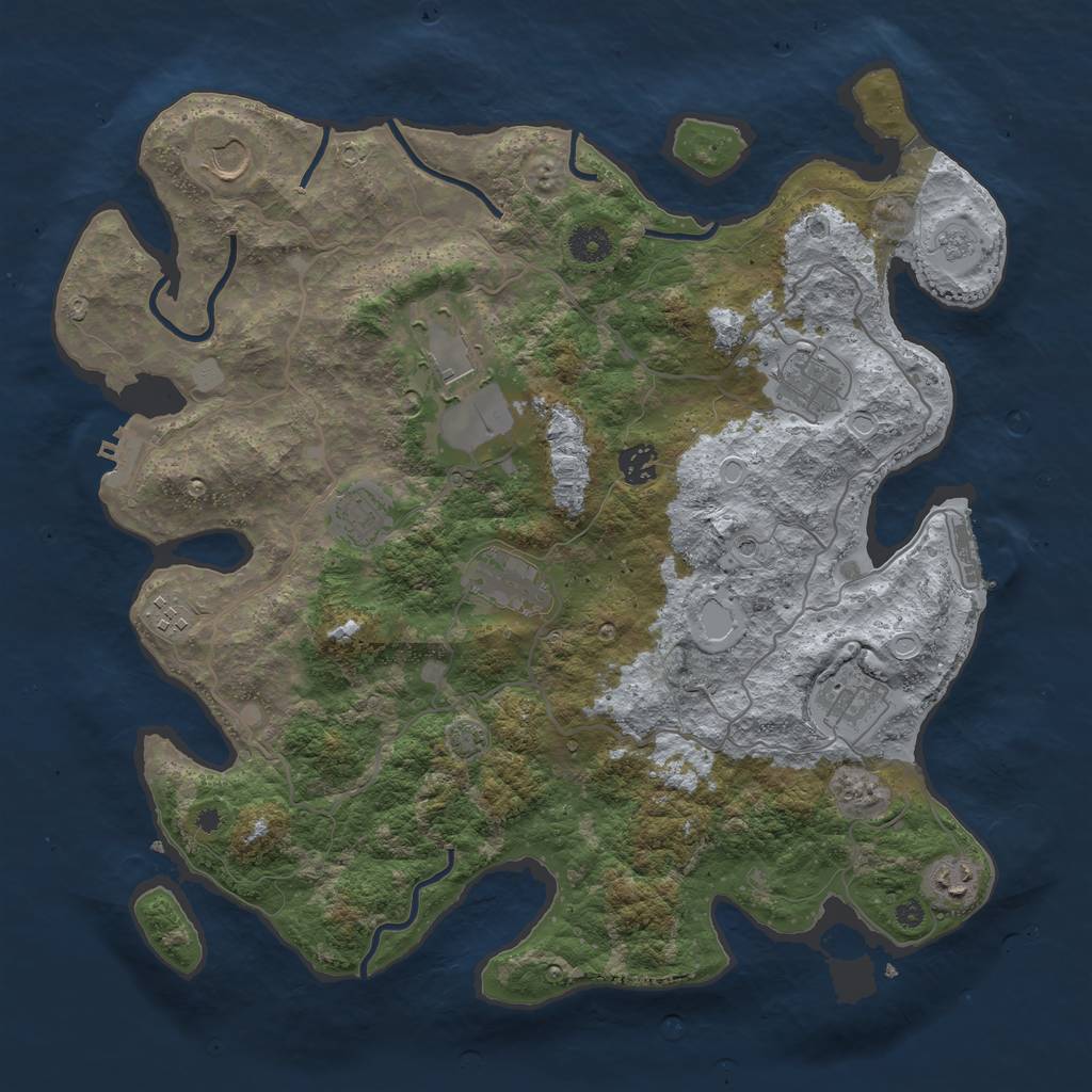 Rust Map: Procedural Map, Size: 4000, Seed: 68130590, 17 Monuments