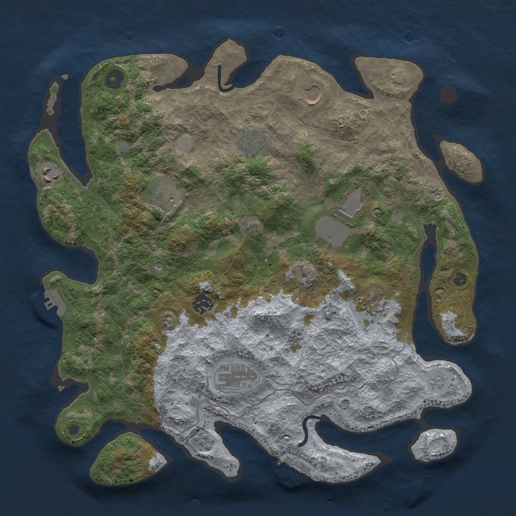 Rust Map: Procedural Map, Size: 4000, Seed: 2010766774, 17 Monuments