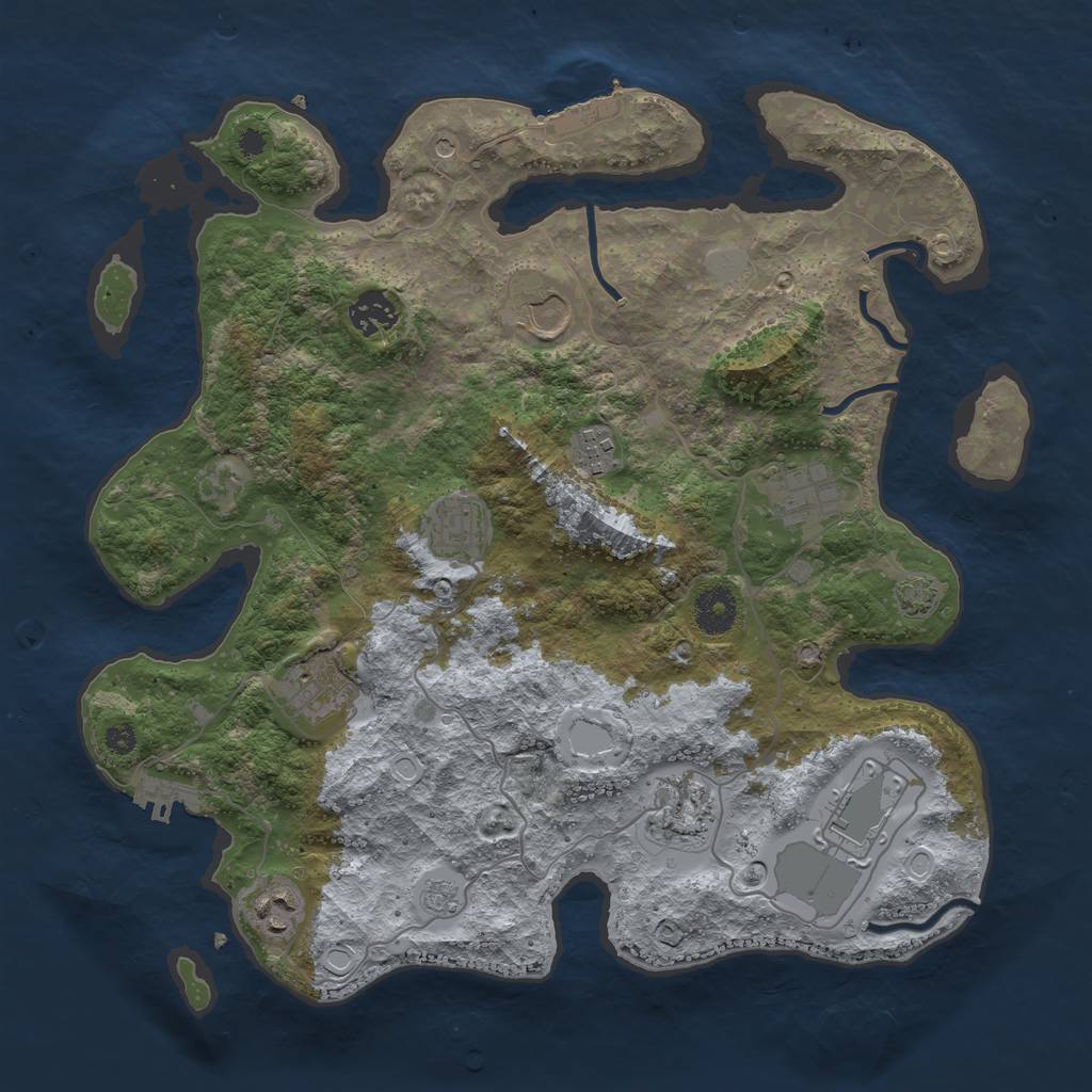 Rust Map: Procedural Map, Size: 3600, Seed: 20945956, 17 Monuments