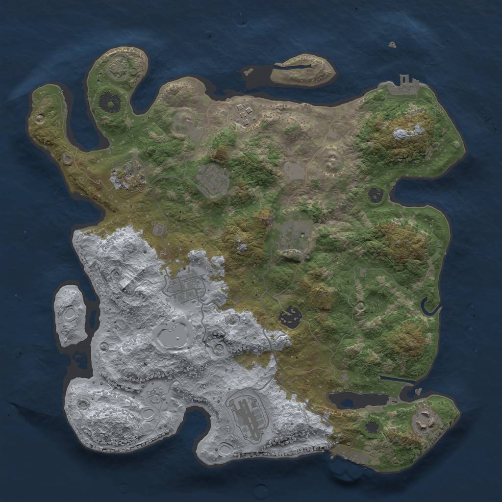 Rust Map: Procedural Map, Size: 3450, Seed: 909697, 16 Monuments