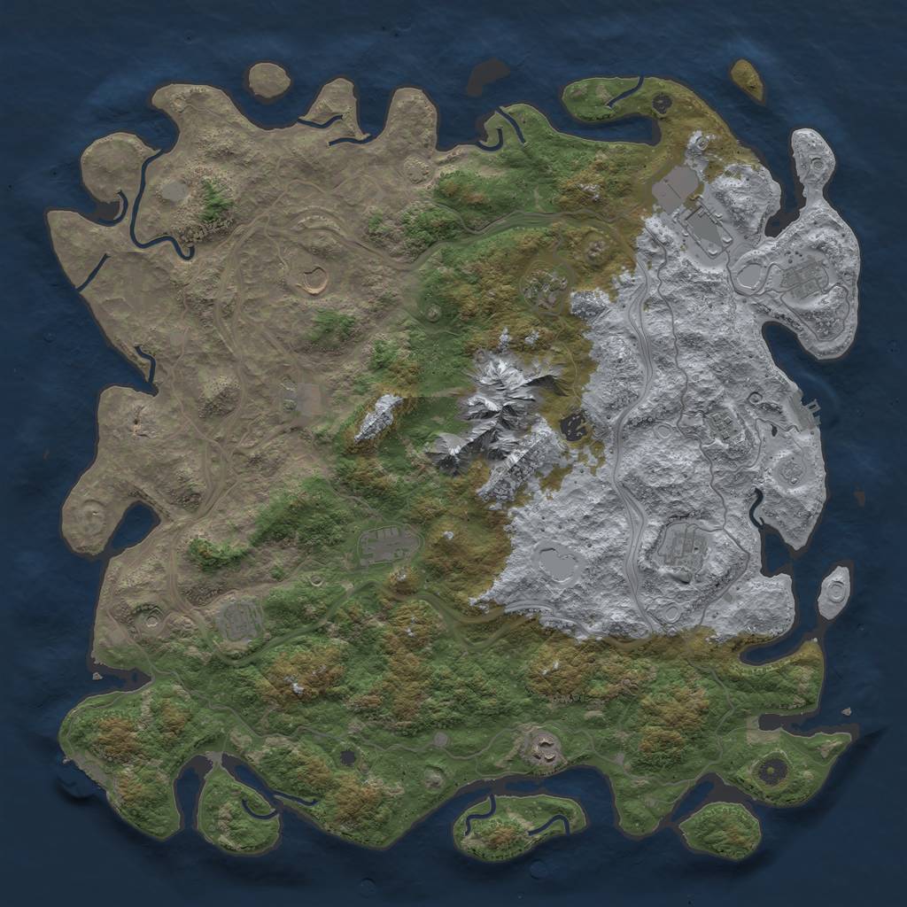 Rust Map: Procedural Map, Size: 5000, Seed: 662974150, 19 Monuments