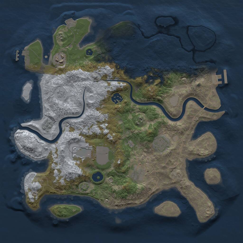 Rust Map: Procedural Map, Size: 3500, Seed: 52716748, 12 Monuments