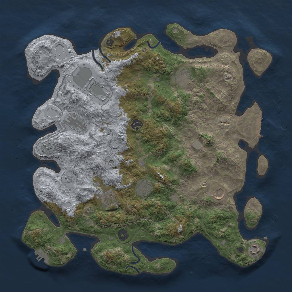 Rust Map: Procedural Map, Size: 3950, Seed: 33059037, 17 Monuments