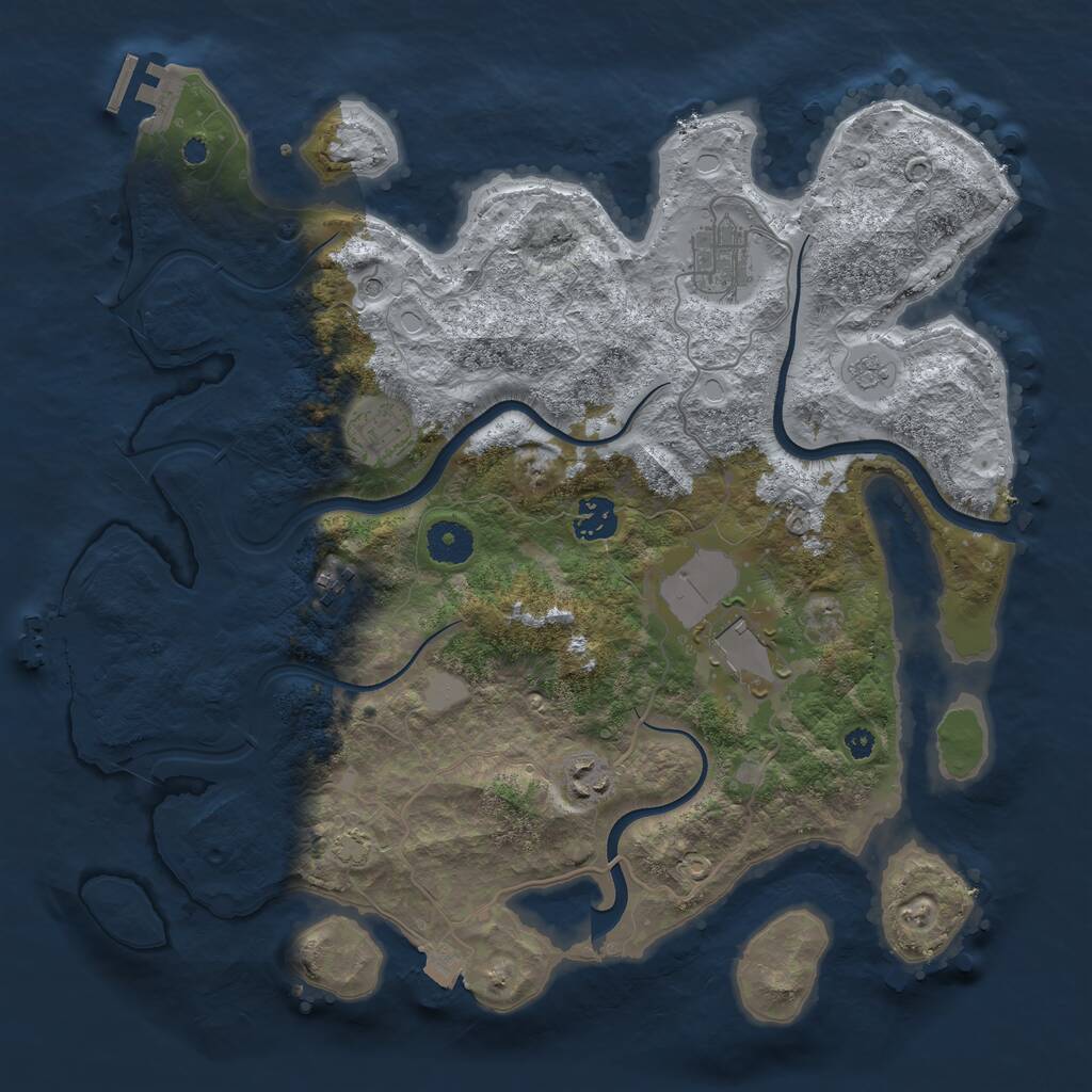 Rust Map: Procedural Map, Size: 3650, Seed: 55954281, 12 Monuments