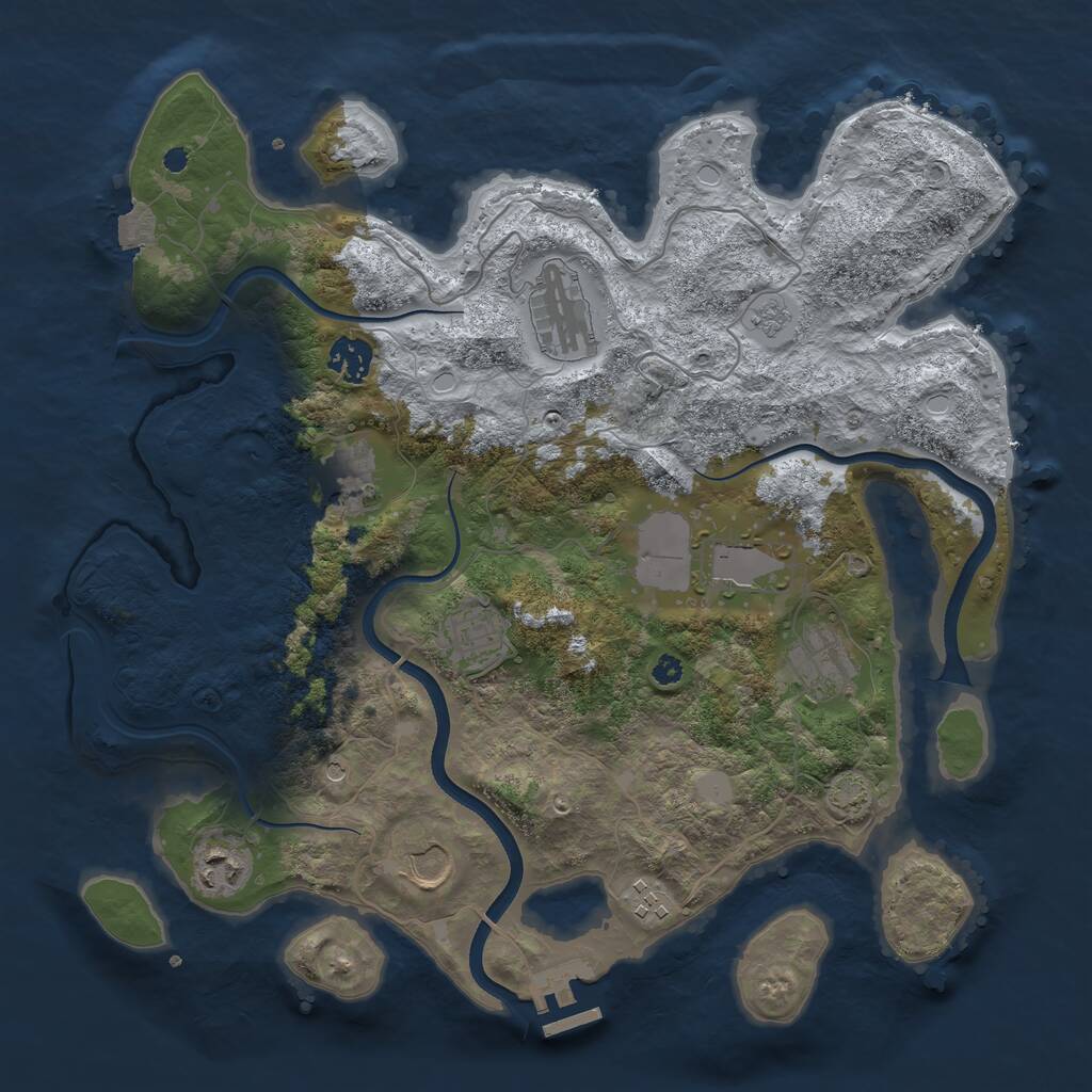 Rust Map: Procedural Map, Size: 3650, Seed: 55954281, 14 Monuments