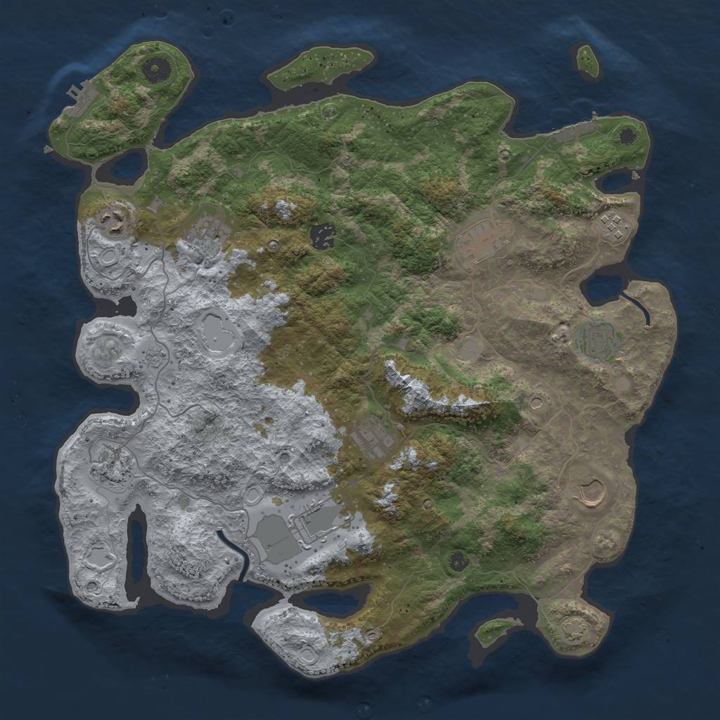 Rust Map: Procedural Map, Size: 3950, Seed: 17306092, 18 Monuments