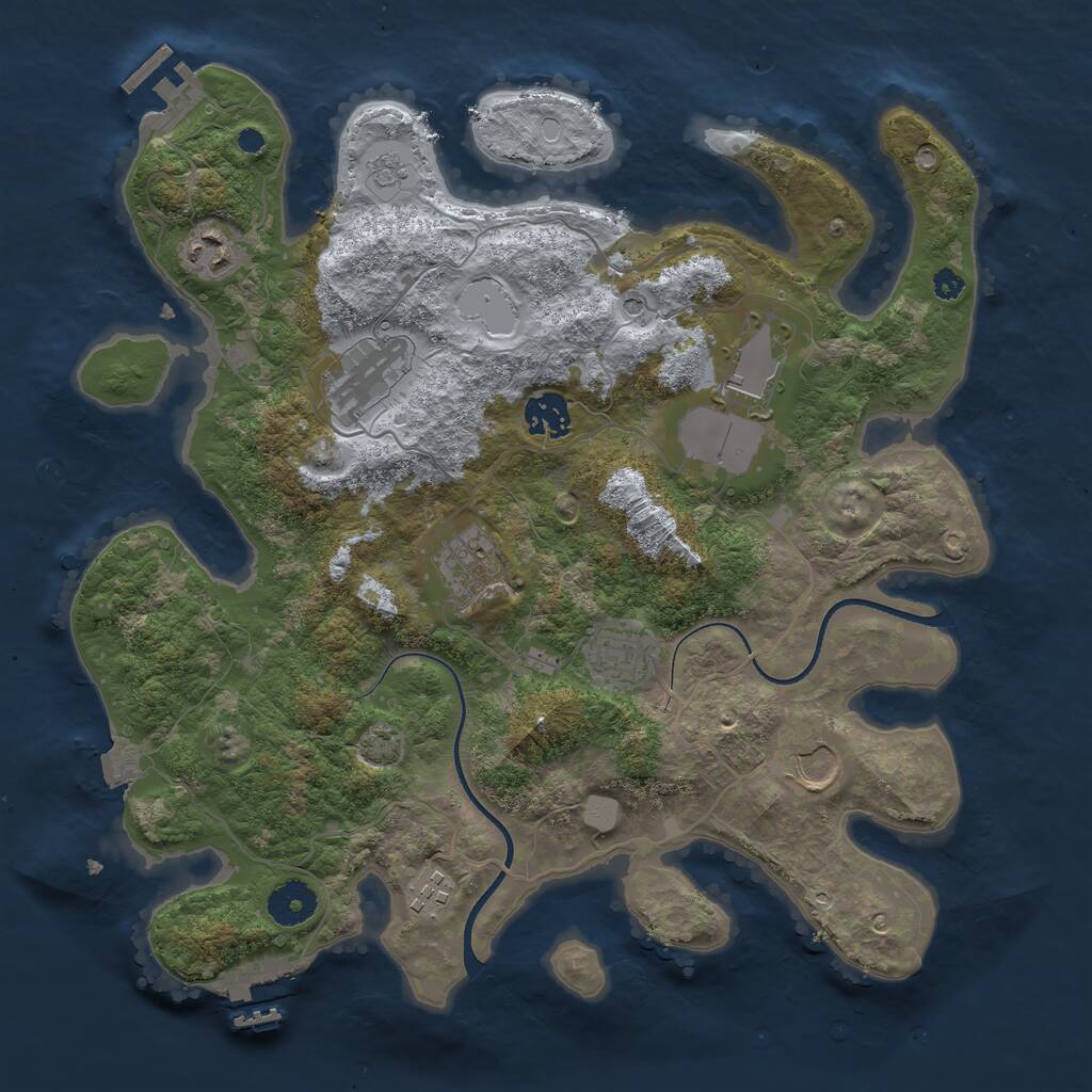 Rust Map: Procedural Map, Size: 3550, Seed: 38661737, 14 Monuments