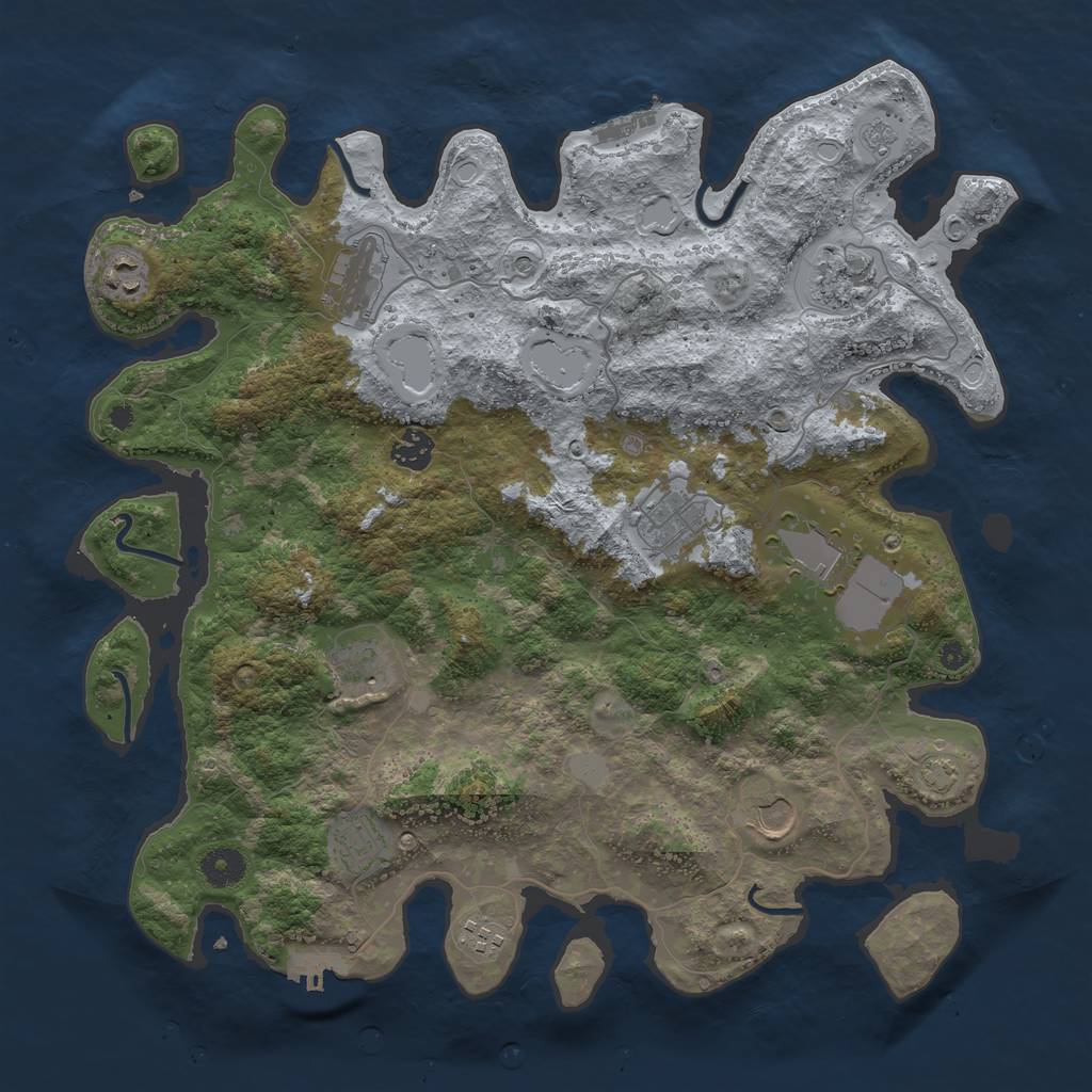 Rust Map: Procedural Map, Size: 3950, Seed: 96532112, 18 Monuments