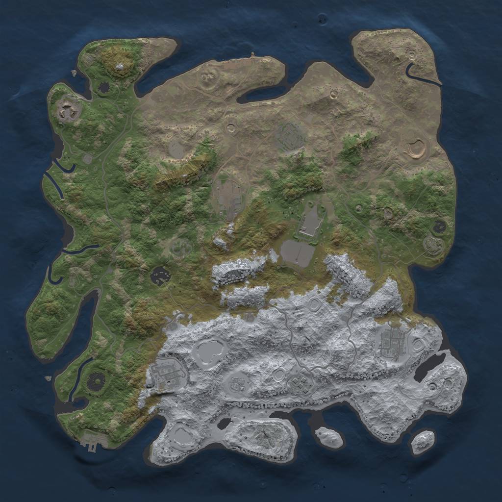 Rust Map: Procedural Map, Size: 4000, Seed: 342450362, 17 Monuments