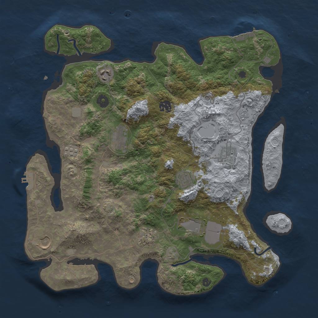 Rust Map: Procedural Map, Size: 3800, Seed: 56676904, 17 Monuments