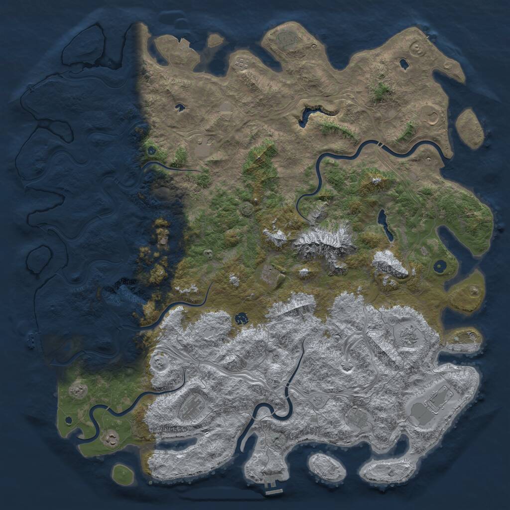 Rust Map: Procedural Map, Size: 6000, Seed: 71178033, 17 Monuments