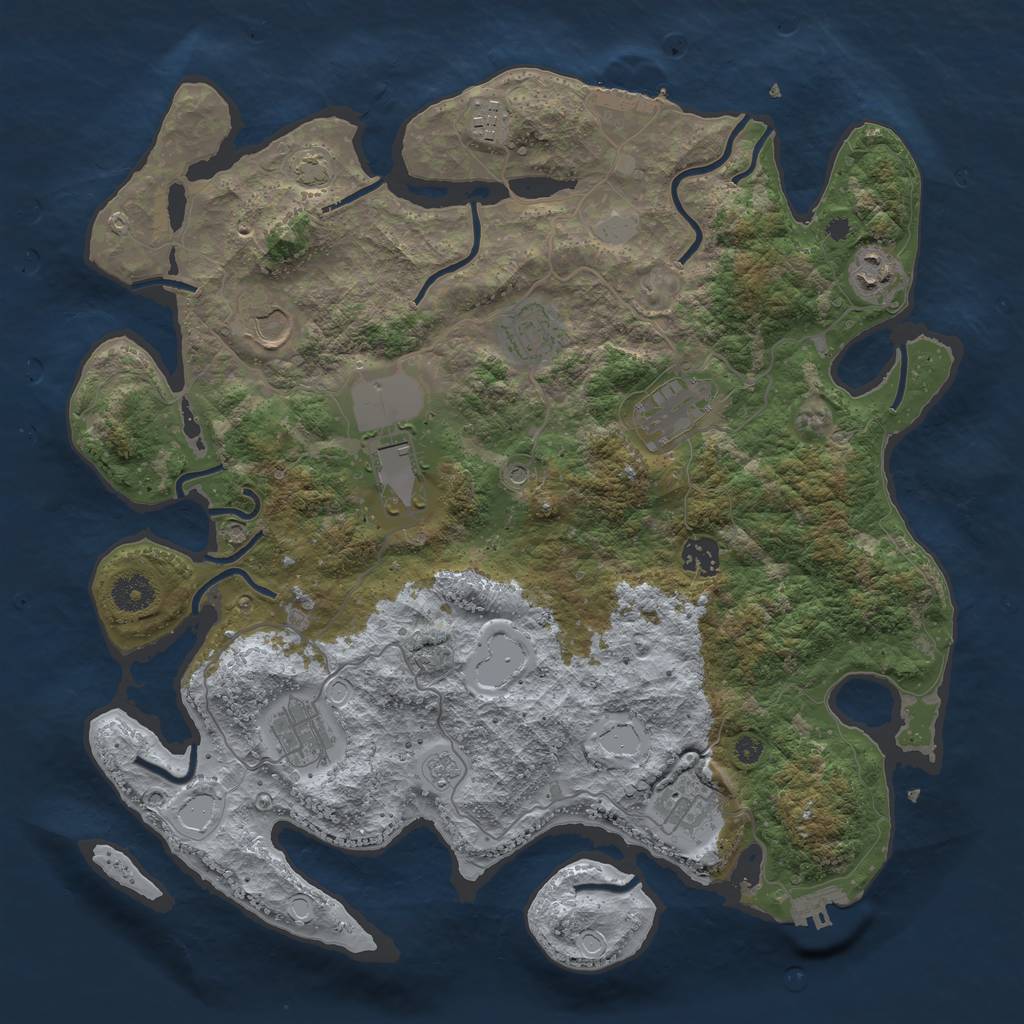 Rust Map: Procedural Map, Size: 3850, Seed: 725084288, 17 Monuments