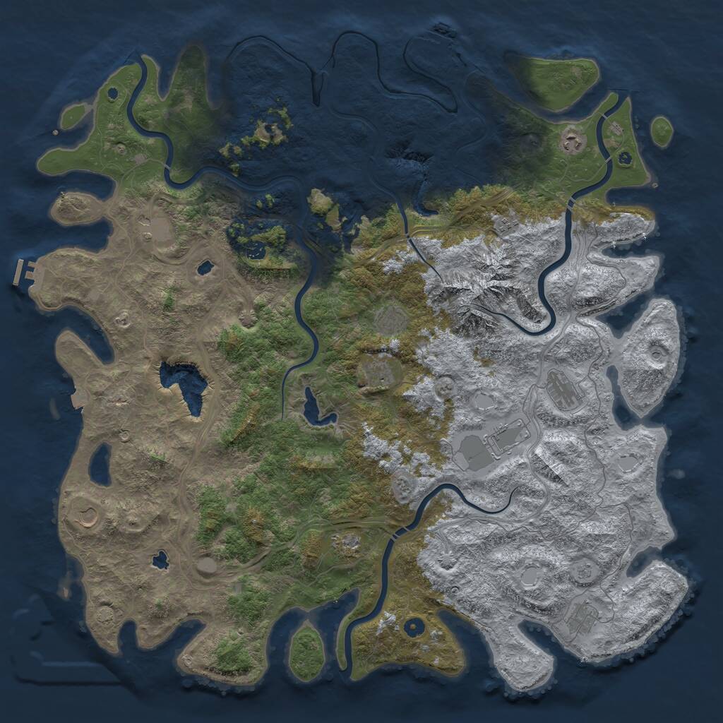 Rust Map: Procedural Map, Size: 5500, Seed: 51481990, 17 Monuments