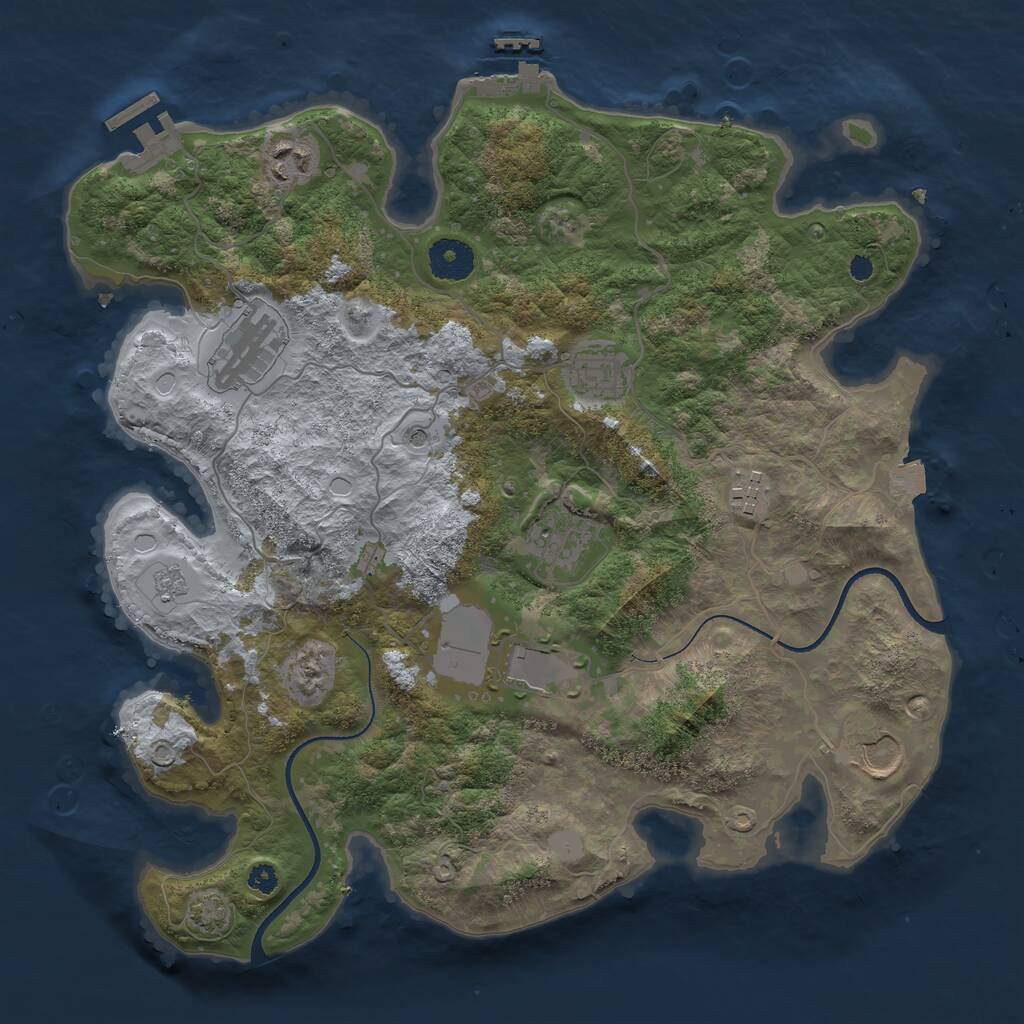 Rust Map: Procedural Map, Size: 3500, Seed: 93450545, 13 Monuments