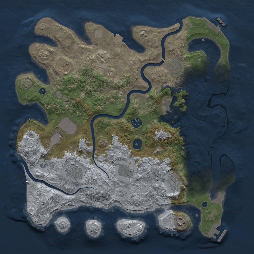 Rust Map: Procedural Map, Size: 3750, Seed: 37356396, 16 Monuments