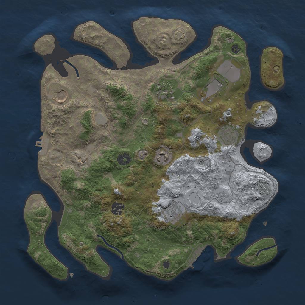 Rust Map: Procedural Map, Size: 3500, Seed: 377875223, 16 Monuments