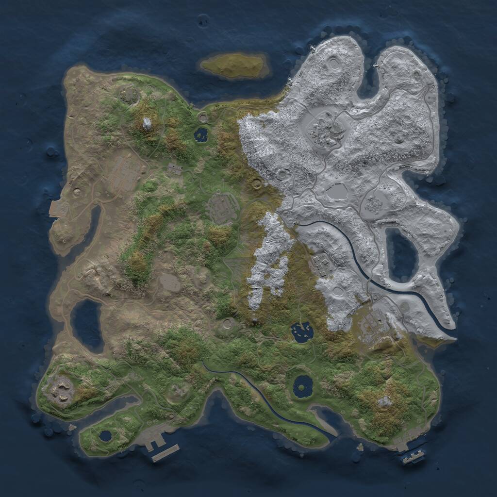 Rust Map: Procedural Map, Size: 3450, Seed: 78212757, 13 Monuments