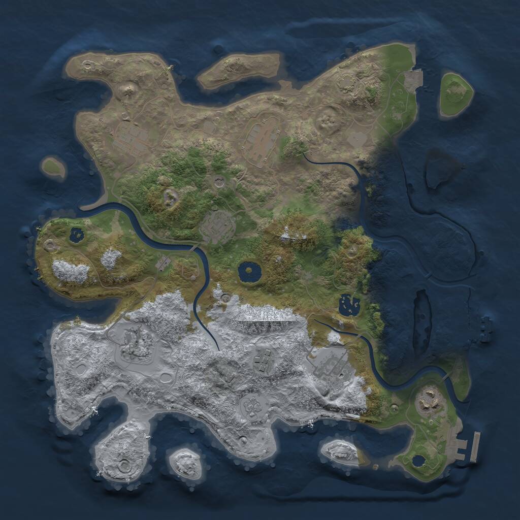 Rust Map: Procedural Map, Size: 3450, Seed: 77312970, 14 Monuments