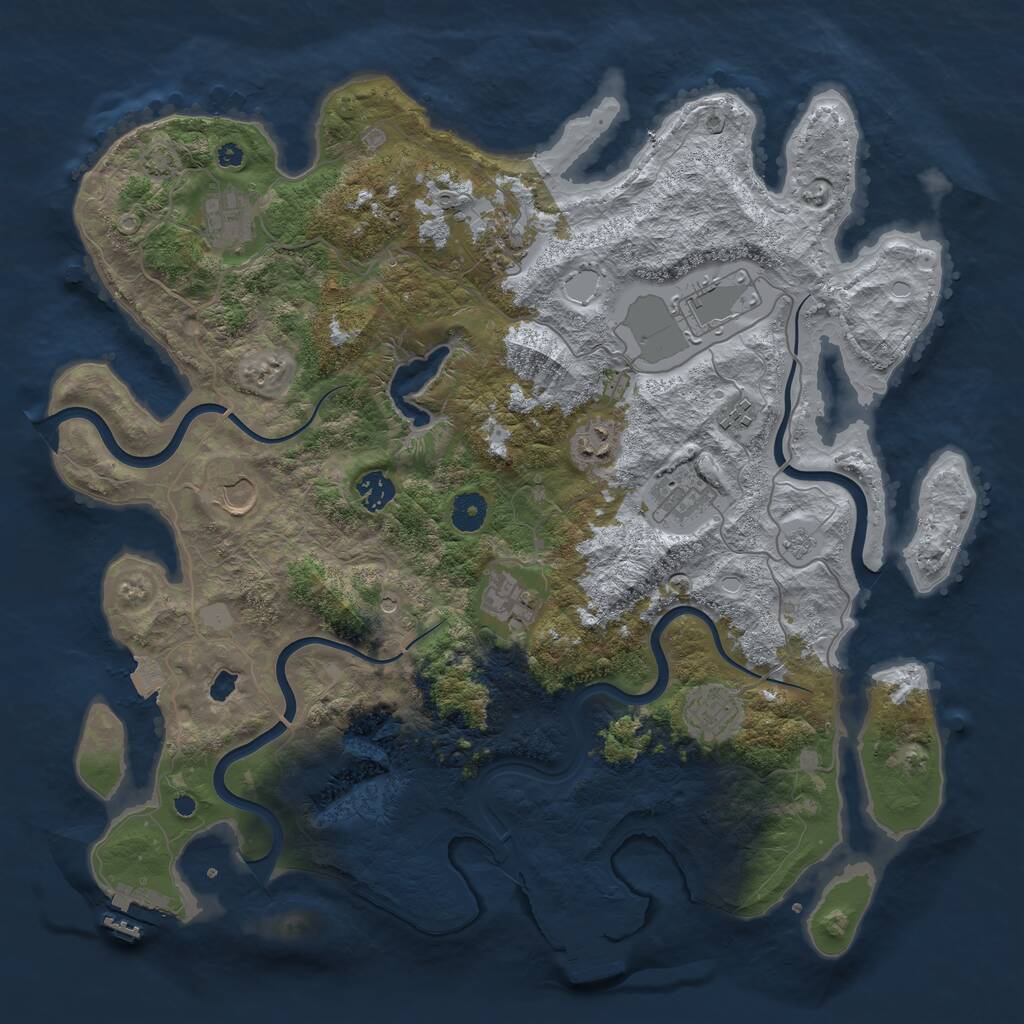 Rust Map: Procedural Map, Size: 4100, Seed: 91683301, 16 Monuments