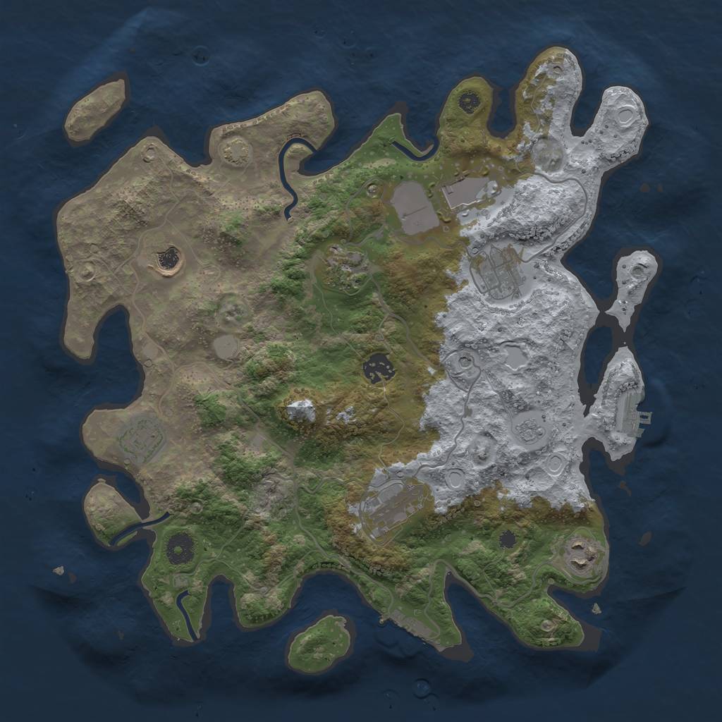 Rust Map: Procedural Map, Size: 3600, Seed: 64366000, 16 Monuments