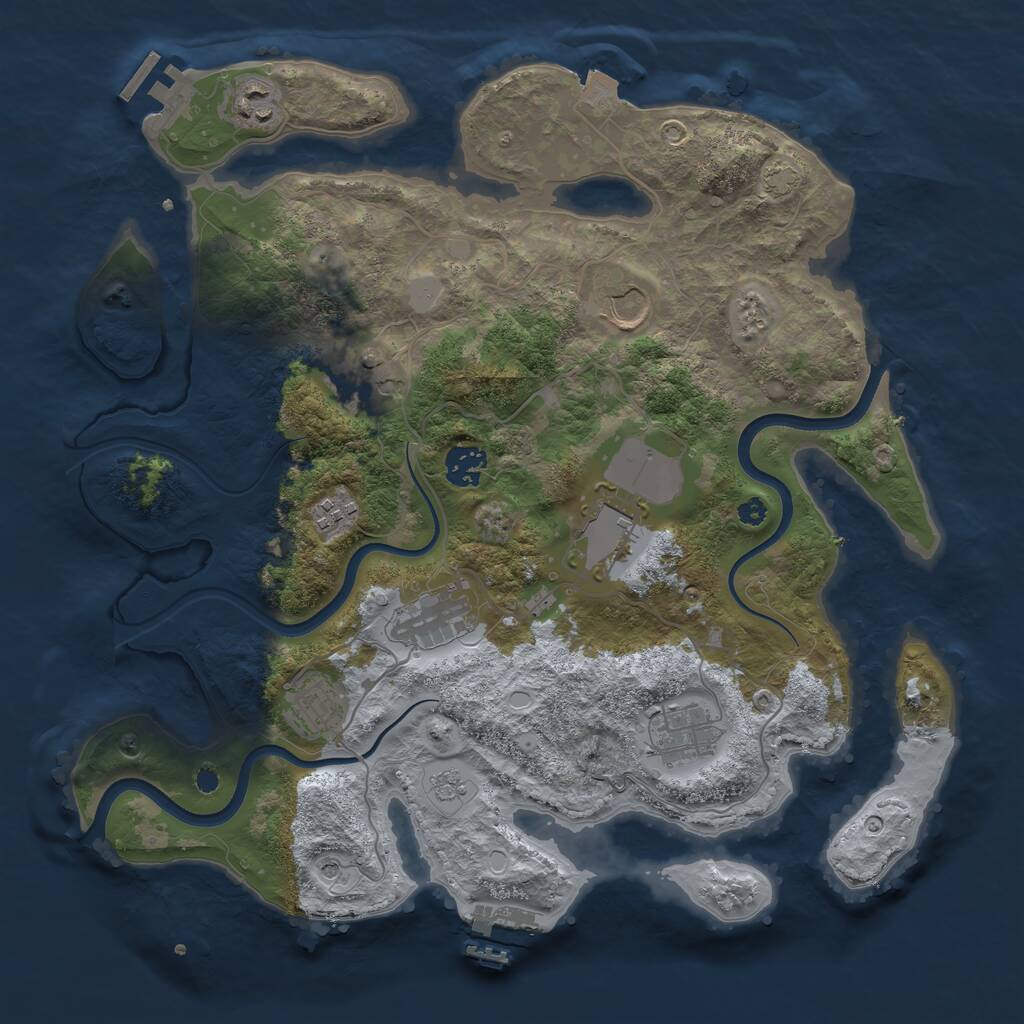 Rust Map: Procedural Map, Size: 3650, Seed: 73890527, 15 Monuments