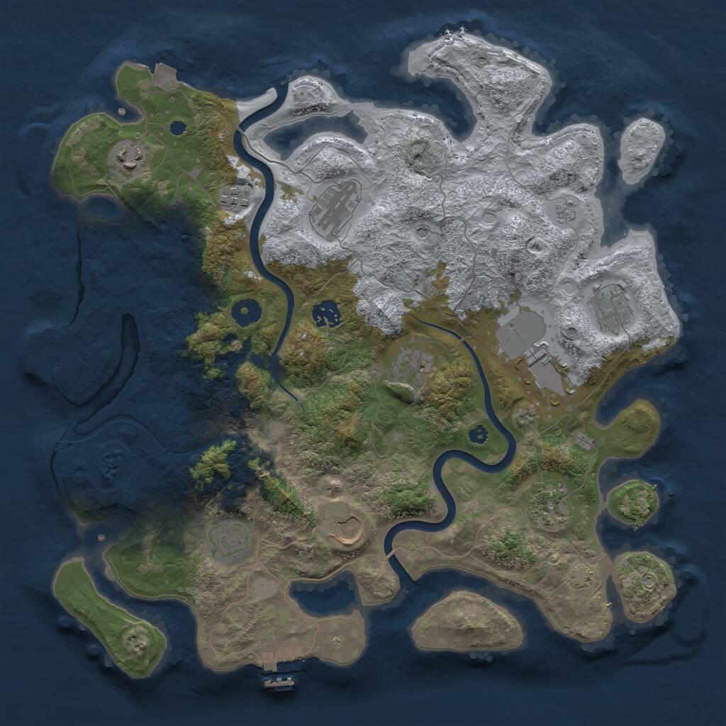 Rust Map: Procedural Map, Size: 3850, Seed: 2231645, 16 Monuments