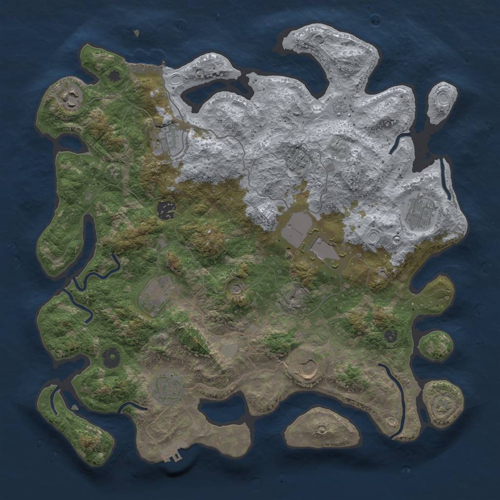 Rust Map: Procedural Map, Size: 3850, Seed: 2231645, 17 Monuments