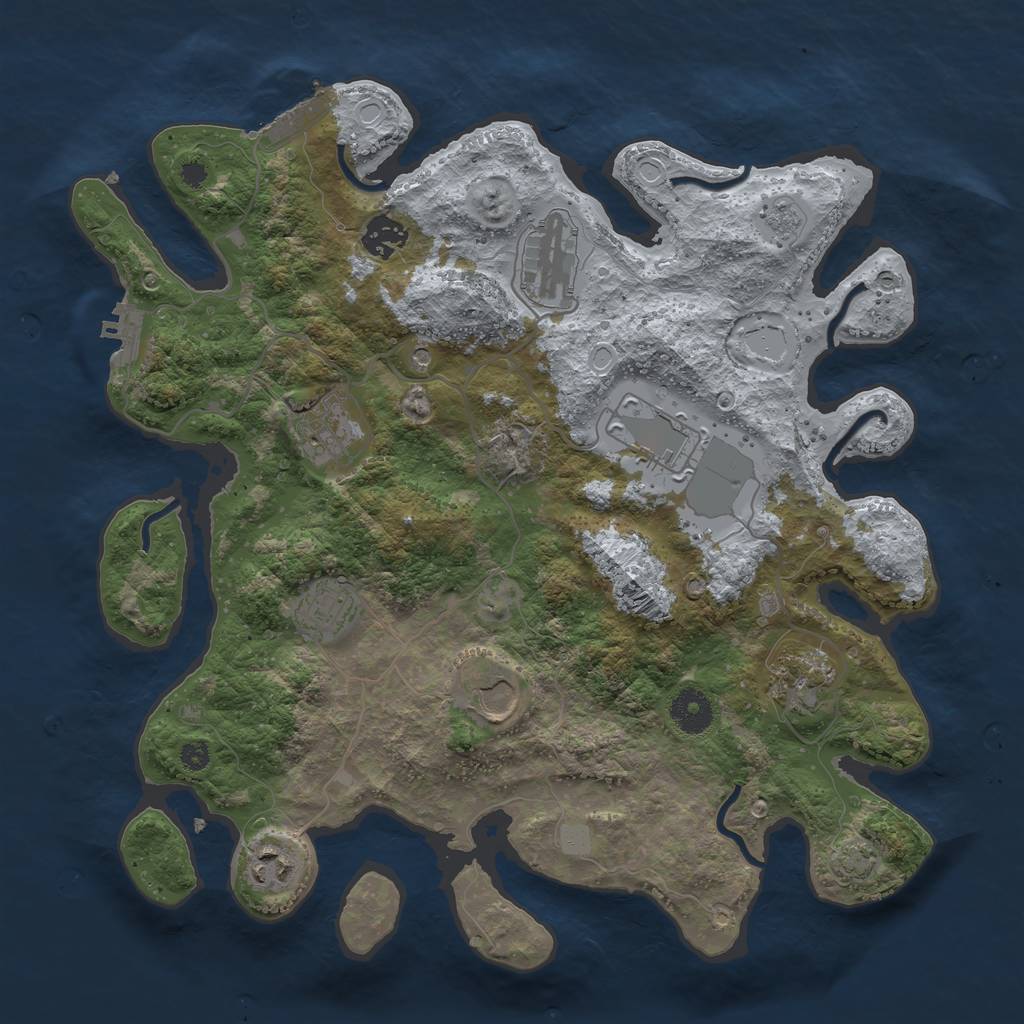 Rust Map: Procedural Map, Size: 3600, Seed: 29008366, 16 Monuments