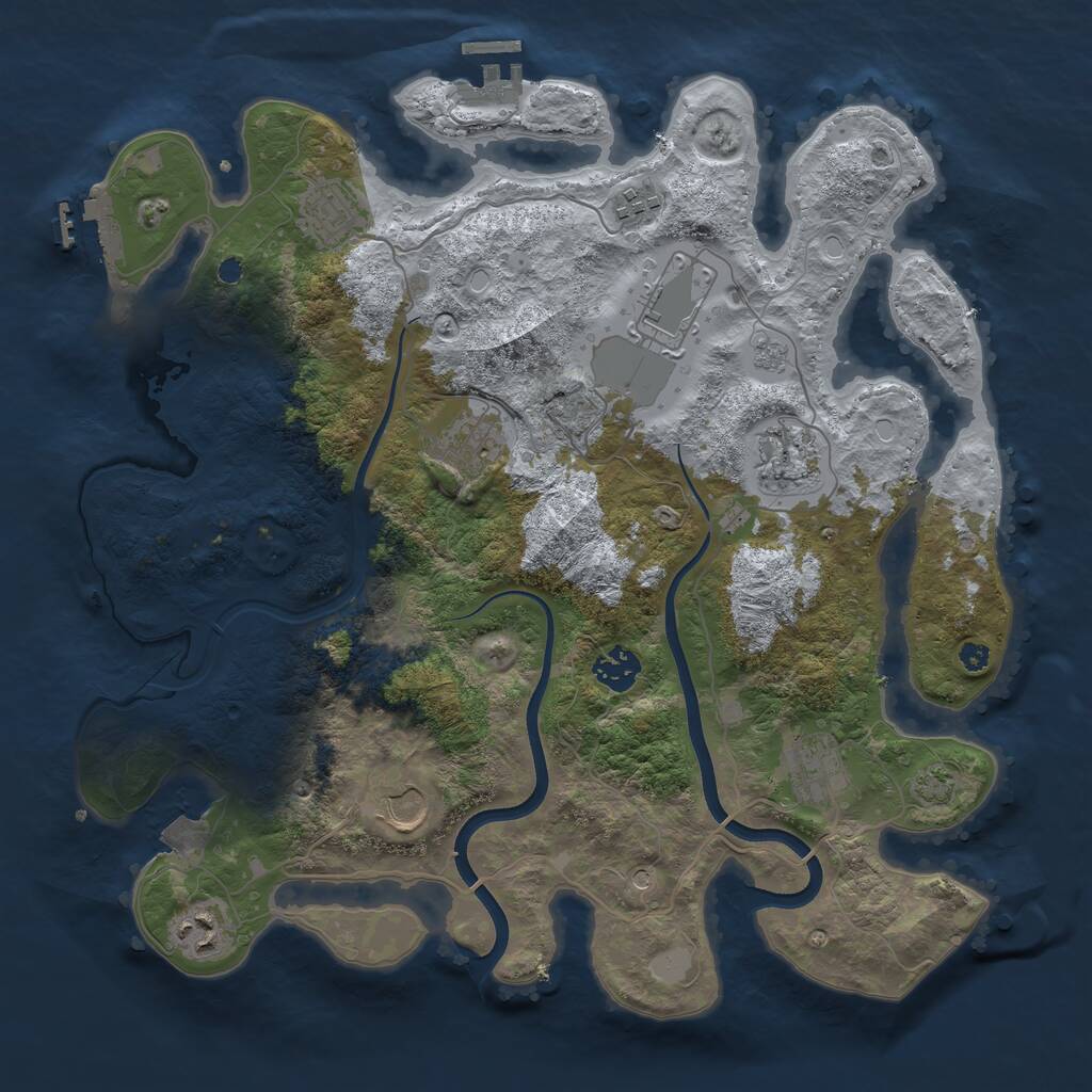 Rust Map: Procedural Map, Size: 3700, Seed: 64665996, 15 Monuments