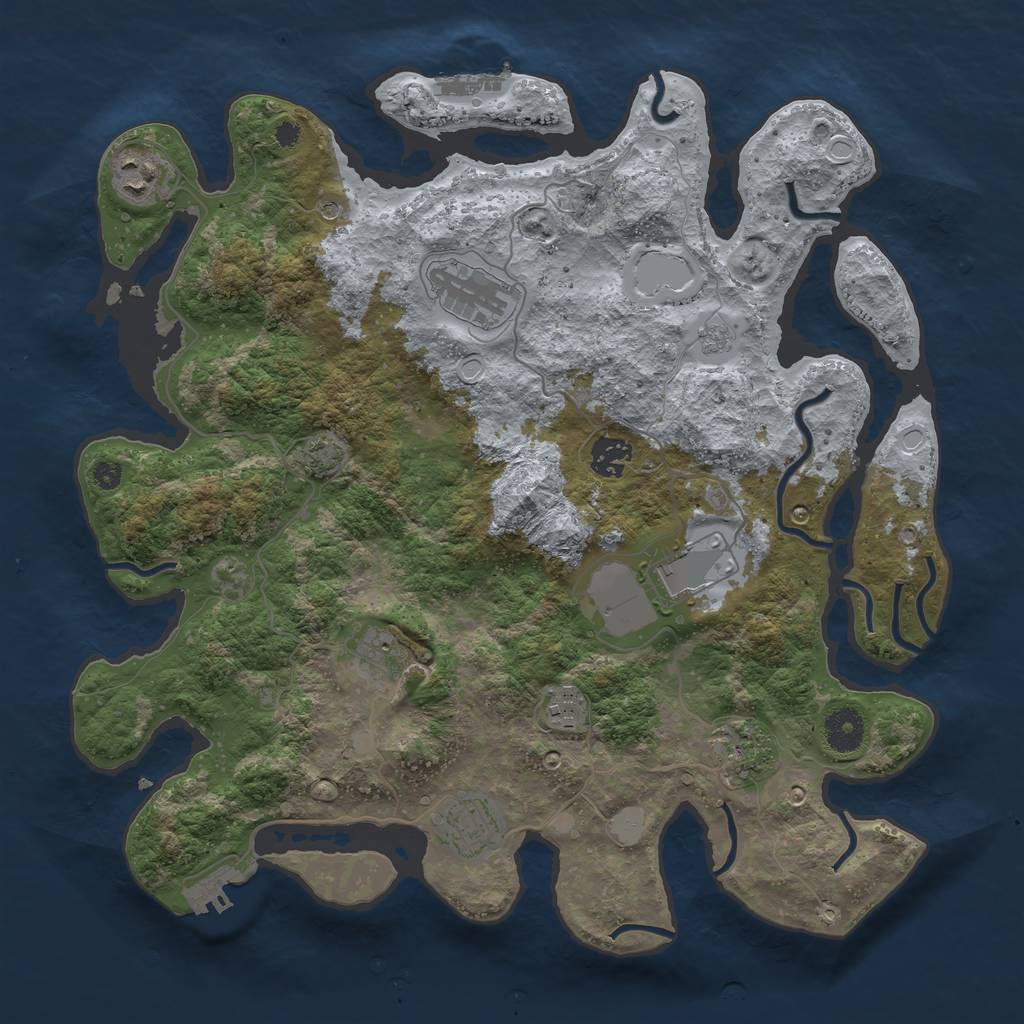 Rust Map: Procedural Map, Size: 3700, Seed: 64665996, 16 Monuments