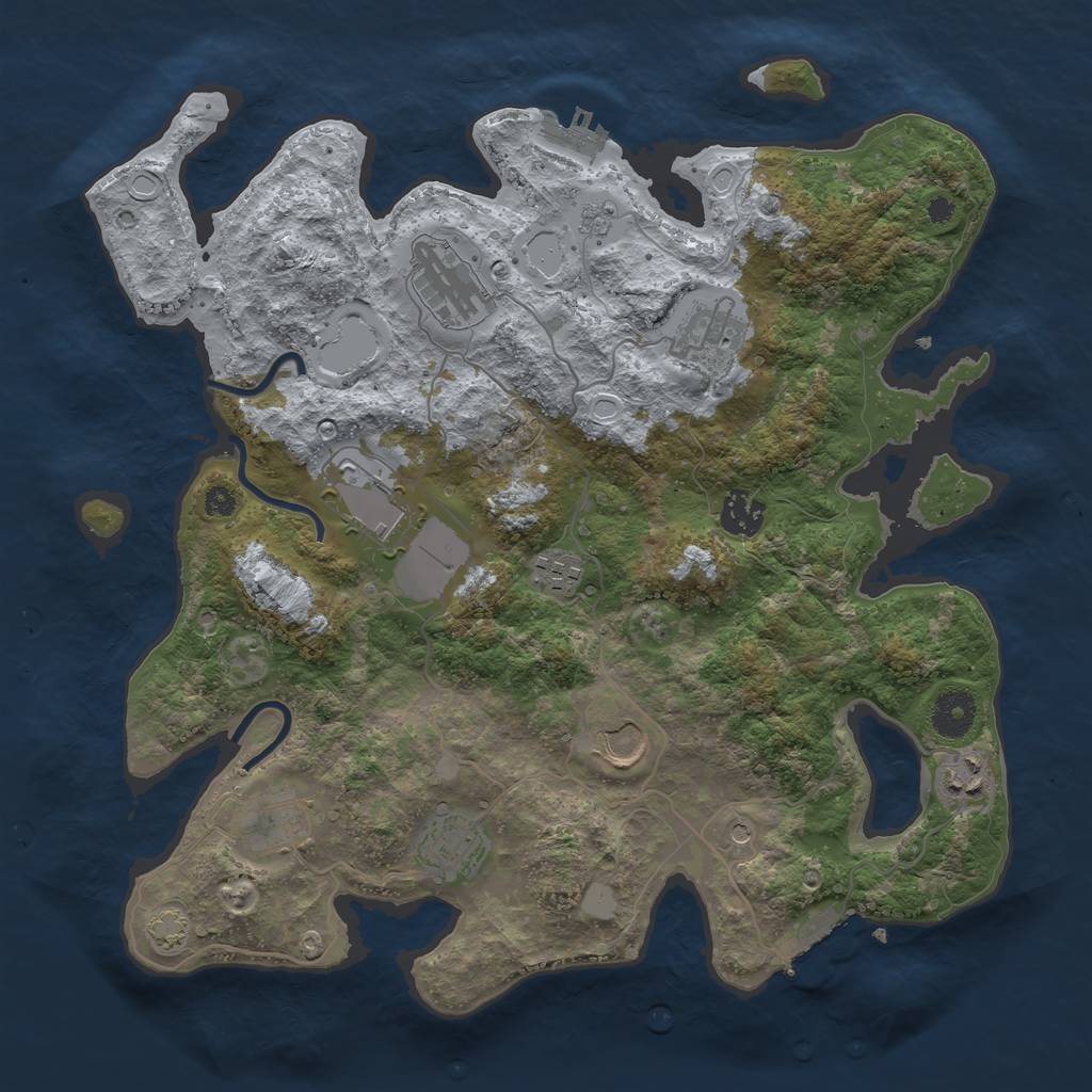 Rust Map: Procedural Map, Size: 3600, Seed: 63129384, 17 Monuments