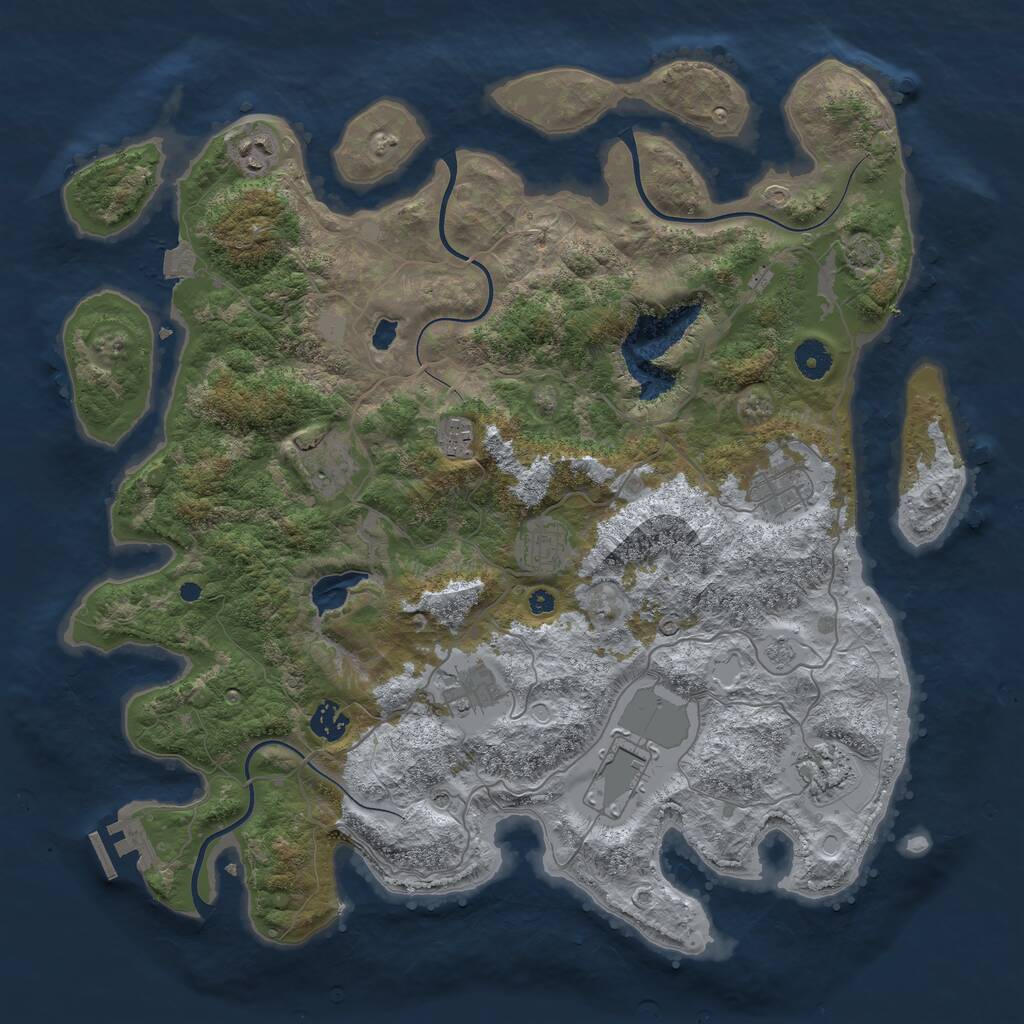 Rust Map: Procedural Map, Size: 4100, Seed: 64894133, 14 Monuments