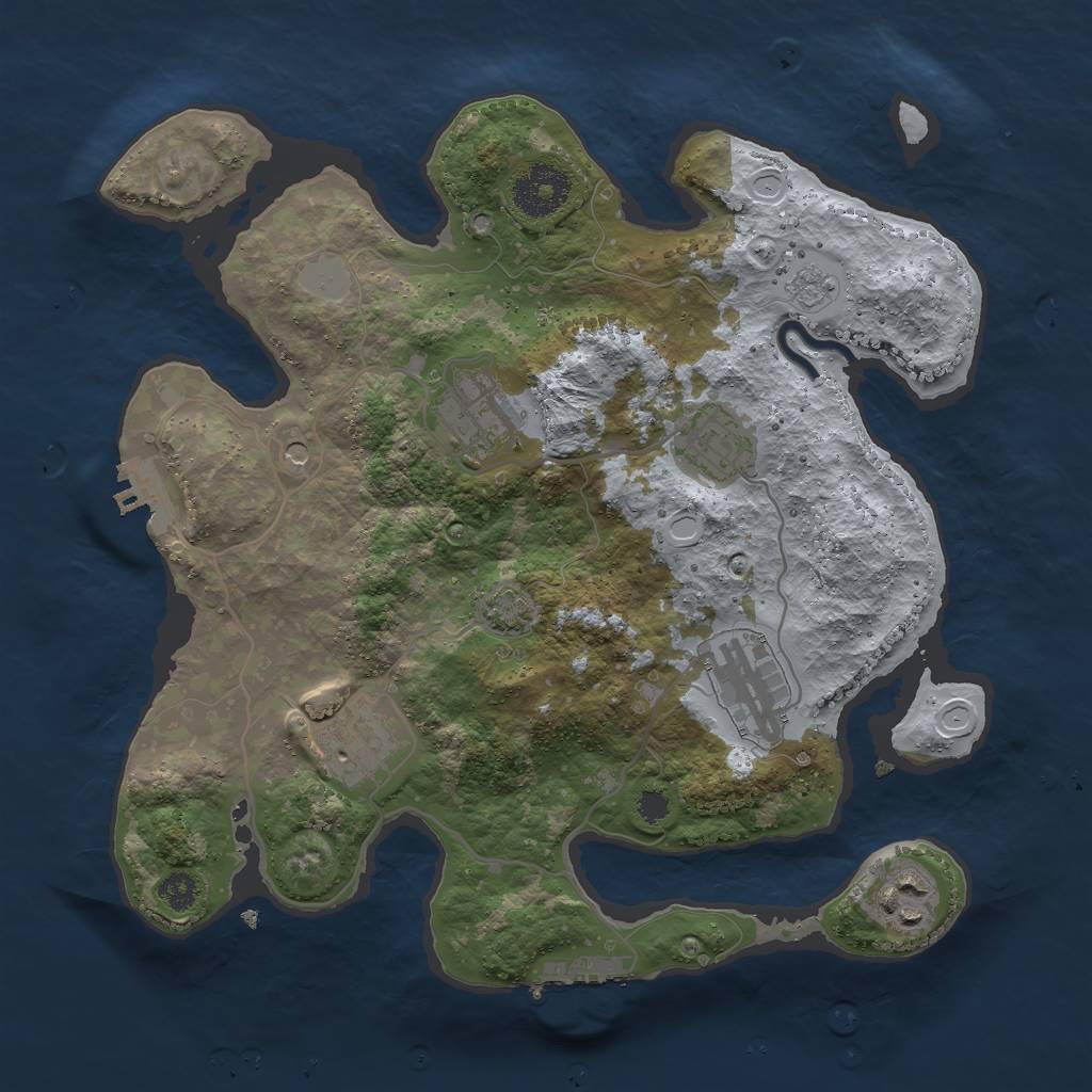 Rust Map: Procedural Map, Size: 3000, Seed: 1150695427, 13 Monuments